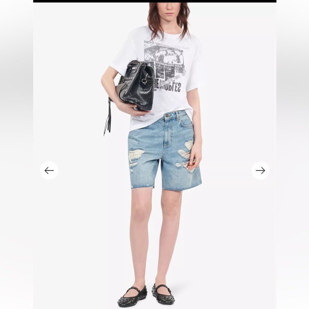 $155 The Kooples Graphic-print short-sleeve cotton-blend T-shirt NWT